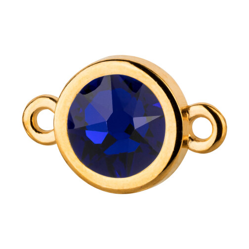 Connettore oro 10mm con cristallo in Cobalt 7mm placcato oro 24K