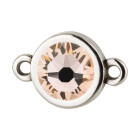Connector silver antique 10mm with Crystal stone in Silk 7mm 999° antique silver plated