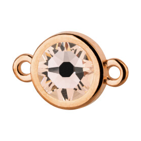 Connector rose gold 10mm with Crystal stone in Silk 7mm 24K rose gold plated