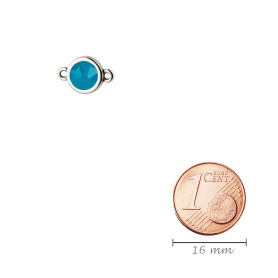 Connecteur argent antique 10mm avec un pierre de cristal Caribean Blue Opal 7mm 999° argenté