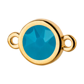 Connector gold 10mm with Crystal stone in Caribean Blue Opal 7mm 24K gold plated