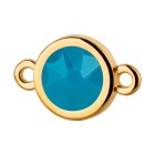 Conector oro 10mm con piedra de cristal en Caribean Blue Opal 7mm 24K chapado oro