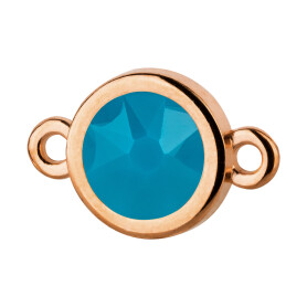 Connector rose gold 10mm with Crystal stone in Caribean Blue Opal 7mm 24K rose gold plated