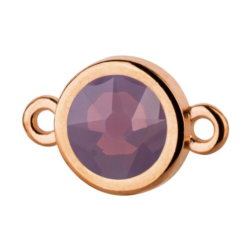 Connector rose gold 10mm with crystal stone in Cyclamen Opal 7mm 24K rose gold plated