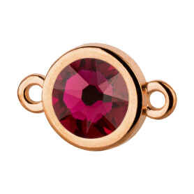Connector rose gold 10mm with Crystal stone in Ruby 7mm 24K rose gold plated