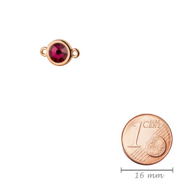Verbinder rose gold 10mm mit Kristallstein in Ruby 7mm 24K rose vergoldet