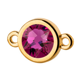 Connector gold 10mm with Crystal stone in Fuchsia 7mm 24K...