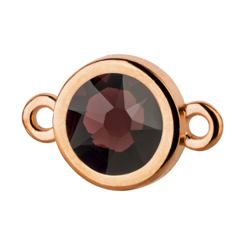 Connector rose gold 10mm with Crystal stone in Burgundy 7mm 24K rose gold plated