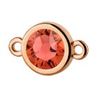 Verbinder rose gold 10mm mit Kristallstein in Padparadscha 7mm 24K rose vergoldet