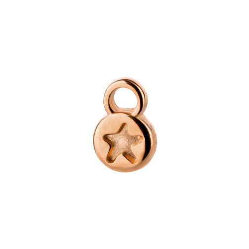 Mini Pendentif Rond avec Étoile or rose 6mm plaqué or rose