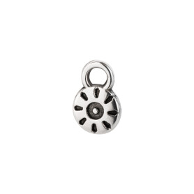 Mini-Pendant Round with Sun silver antique 6mm 999° silver plated