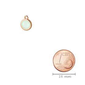 Pendant rose gold 10mm with Cabochon in Crystal Powder Green 7mm 24K rose gold plated