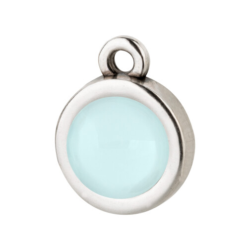Colgante plata antigua 10mm con Cabochon en Crystal Powder Blue 7mm 999° plata antigua