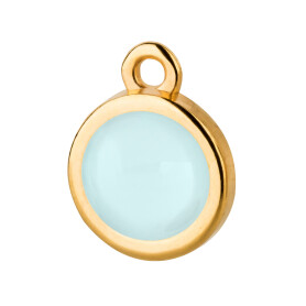 Pendant gold 10mm with Cabochon in Crystal Powder Blue 7mm 24K gold plated