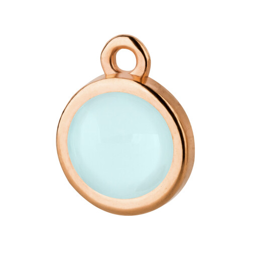 Pendant rose gold 10mm with Cabochon in Crystal Powder Blue 7mm 24K rose gold plated