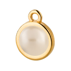 Pendant gold 10mm with Cabochon in Crystal Creampearl 7mm 24K gold plated