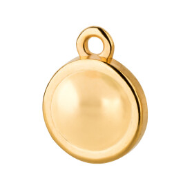 Pendant gold 10mm with Cabochon in Crystal Gold Pearl 7mm 24K gold plated