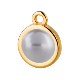Pendente oro 10mm con Cabochon Crystal Lavender Pearl 7mm...