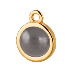 Pendant gold 10mm with Cabochon in Crystal Dark Grey...