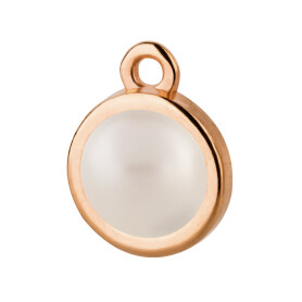 Pendant rose gold 10mm with Cabochon in Crystal White...
