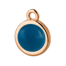 Pendant rose gold 10mm with Cabochon in Crystal Lapis Pearl 7mm 24K rose gold plated