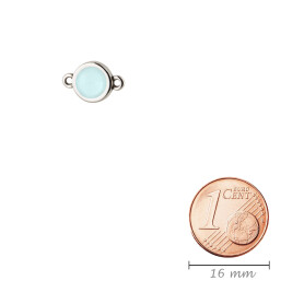 Connecteur argent antique 10mm avec un Cabochon Crystal Powder Blue 7mm 999° argenté
