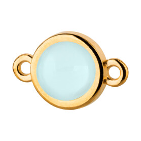 Connector gold 10mm with Cabochon in Crystal Powder Blue...
