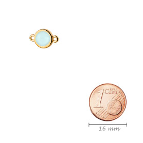 Verbinder gold 10mm mit Cabochon in Crystal Powder Blue 7mm 24K vergoldet