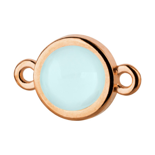Connector rose gold 10mm with cabochon in Crystal Powder Blue 7mm 24K rose gold plated