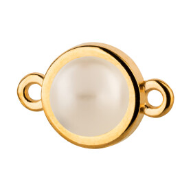 Connector gold 10mm with Cabochon in Crystal Creampearl 7mm 24K gold plated