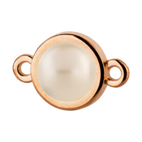 Connector rose gold 10mm with Cabochon in Crystal Creampearl 7mm 24K rose gold plated