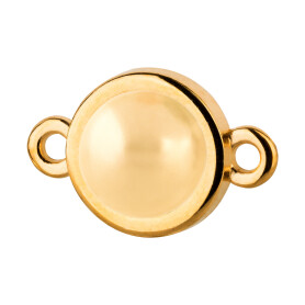 Connector gold 10mm with Cabochon in Crystal Gold Pearl...
