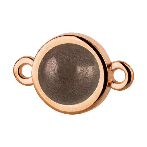 Connettore oro rosa 10mm con cabochon in Crystal Deep Brown Pearl 7mm placcato oro rosa 24K