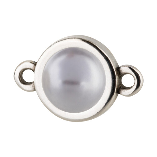 Connector silver antique 10mm with Cabochon in Crystal Lavender Pearl 7mm 999° antique silver plated