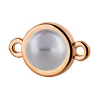 Connettore oro rosa 10mm con Cabochon Crystal Lavender Pearl 7mm 24K placcato oro rosa