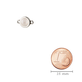 Conector plata antigua 10mm con Cabochon en Crystal White Pearl 7mm 999° plata antigua
