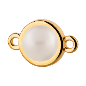 Verbinder gold 10mm mit Cabochon in Crystal White Pearl...