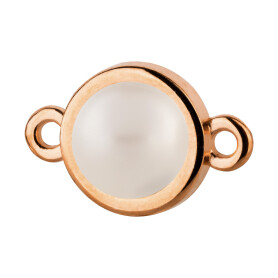 Connector rose gold 10mm with Cabochon in Crystal White Pearl 7mm 24K rose gold plated