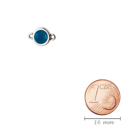 Connecteur argent antique 10mm avec un Cabochon Crystal Lapis Pearl 7mm 999° argenté