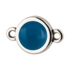 Connettore argento antico 10mm con Cabochon Crystal Lapis Pearl 7mm 999° placcato argento