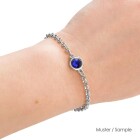 Connettore argento antico 10mm con Cabochon Crystal Lapis Pearl 7mm 999° placcato argento