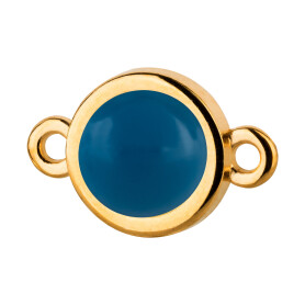 Connector gold 10mm with Cabochon in Crystal Lapis Pearl...