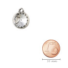Pendant silver antique with Rivoli crystal stone in Crystal 12mm