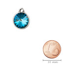 Pendente argento antico con cristallo Rivoli Crystal Army Green DeLite 12mm 999° argentato stile antico