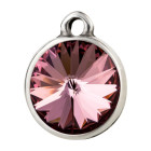 Pendentif argent antique avec cristal Rivoli Crystal Antique Pink 12mm 999° argenté style antique