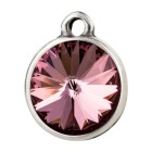 Bedels antiek zilver met Rivoli kristal steen Crystal Antique Pink 12mm