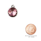 Pendant silver antique with Rivoli crystal stone in Crystal Antique Pink 12mm