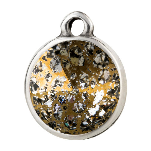 Pendente argento antico con cristallo Rivoli Crystal Gold Patina 12mm 999° argentato stile antico