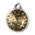 Pendant silver antique with Rivoli crystal stone in Crystal Gold Patina 12mm