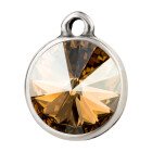 Pendant silver antique with Rivoli crystal stone in Crystal Golden Shadow 12mm